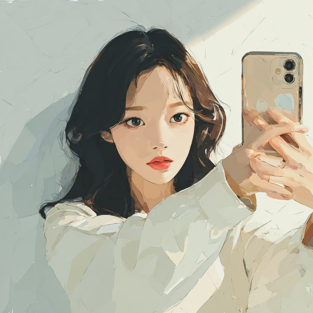 그립톡을 사용하는 여성 그림