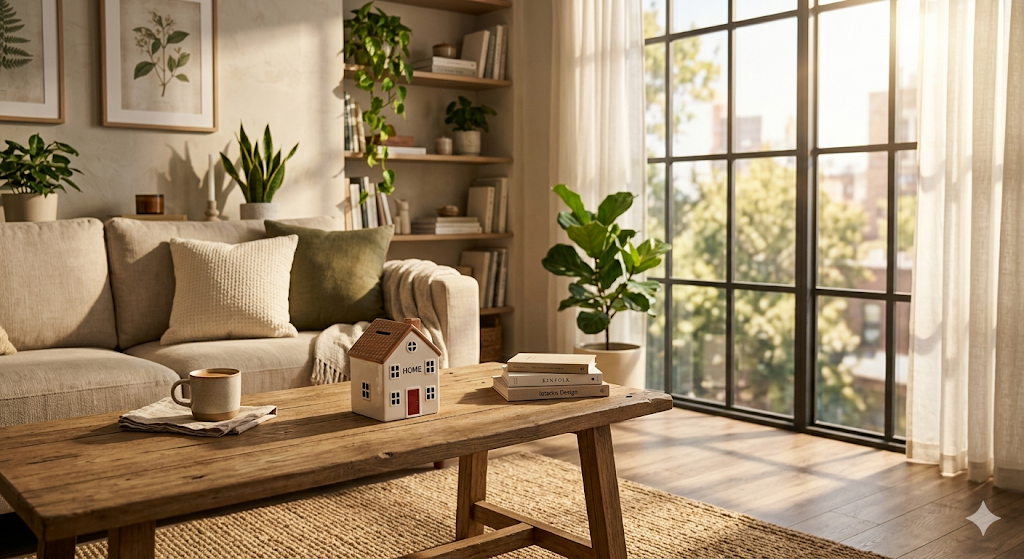 Interior of a sunny modern apartment representing housing welfare and rental loan support